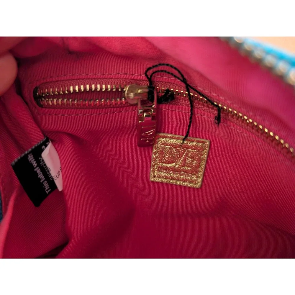 Diane Von Furstenberg Gemma Makeup Bag Pouch Turquiose Leather Mermaidcore Vacay